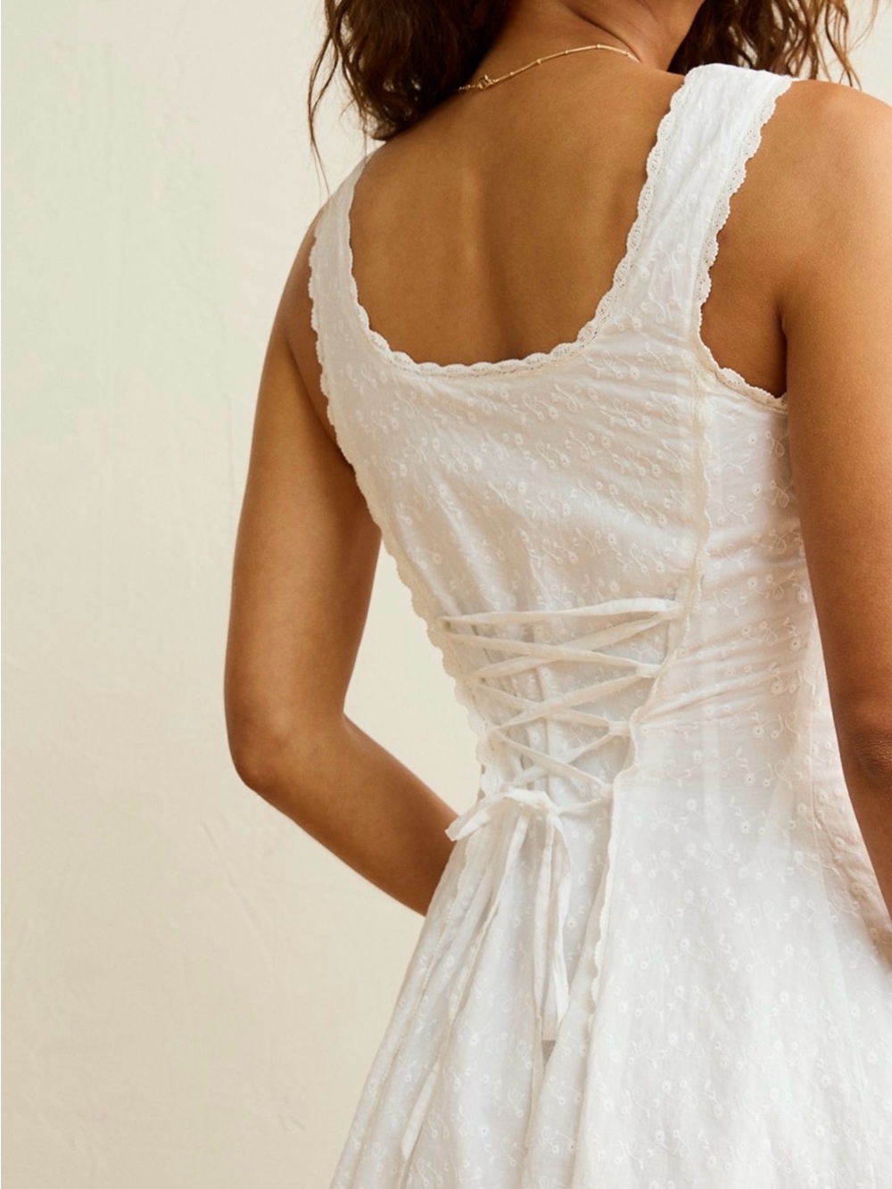 White Sleeveless Eyelet Mini Dress - Picture 2 of 5